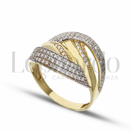 con Zircone bianco in Oro Giallo e Oro Bianco da 3,4gr.
