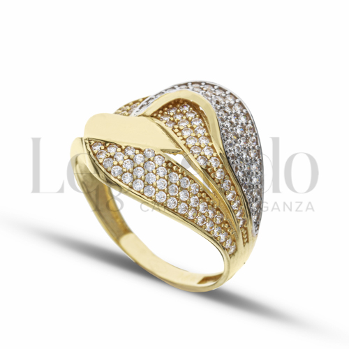 con Zircone bianco in Oro Giallo e Oro Bianco da 4gr.