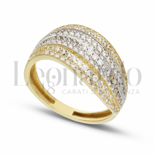 con Zircone bianco in Oro Giallo e Oro Bianco da 4gr.