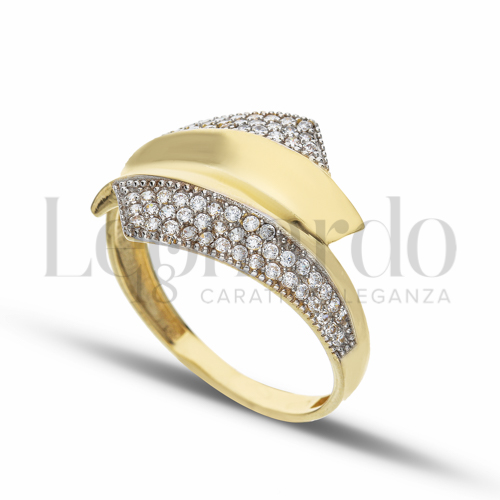 con Zircone bianco in Oro Giallo e Oro Bianco da 3,1gr.