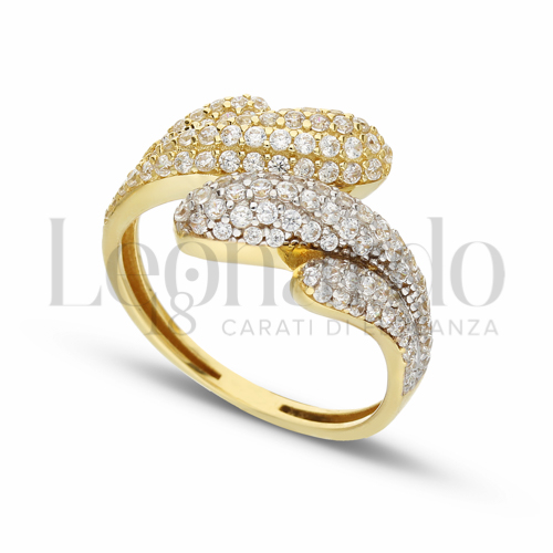 con Zircone bianco in Oro Giallo e Oro Bianco da 3,7gr.