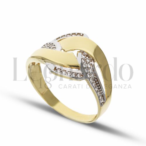 con Zircone bianco in Oro Giallo e Oro Bianco da 3,6gr.