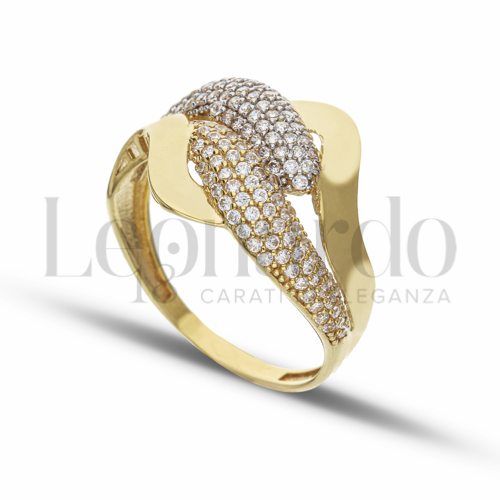 con Zircone bianco in Oro Giallo e Oro Bianco da 3,8gr.