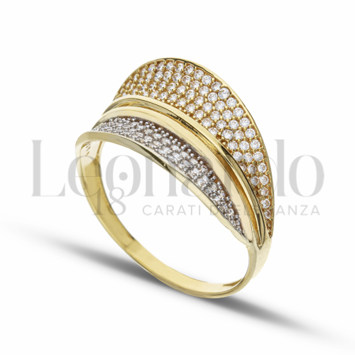 con Zircone bianco in Oro Giallo e Oro Bianco da 3,9gr.