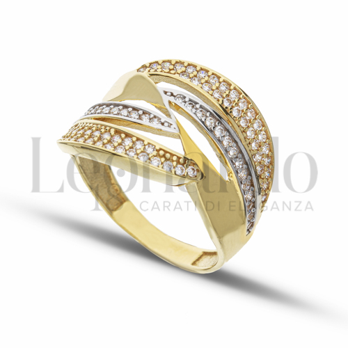 con Zircone bianco in Oro Giallo e Oro Bianco da 4,3gr.