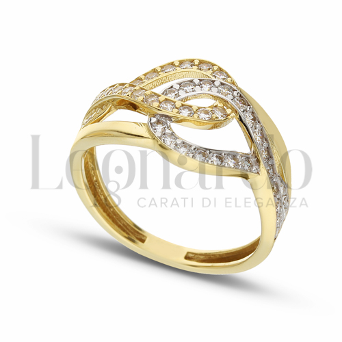 con Zircone bianco in Oro Giallo e Oro Bianco da 2,7gr.