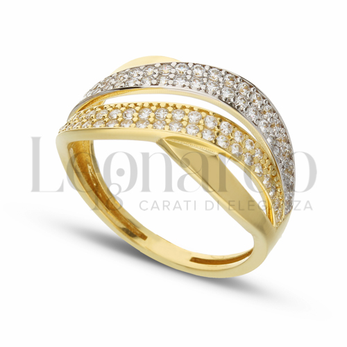con Zircone bianco in Oro Giallo e Oro Bianco da 3,3gr.
