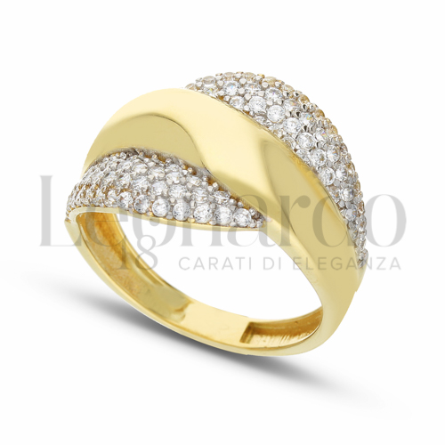 con Zircone bianco in Oro Giallo e Oro Bianco da 3,2gr.