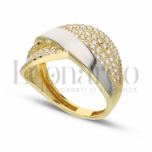 con Zircone bianco in Oro Giallo e Oro Bianco da 3,2gr.
