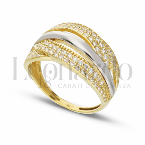 con Zircone bianco in Oro Giallo e Oro Bianco da 3,9gr.