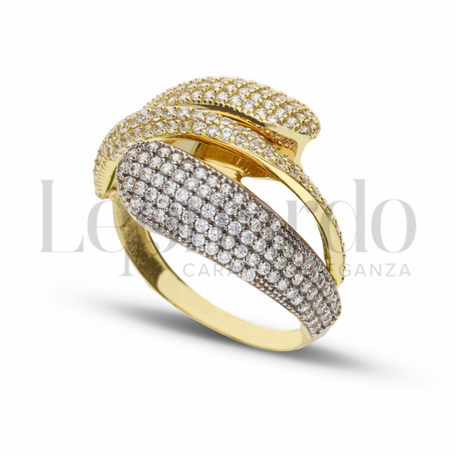 con Zircone bianco in Oro Giallo e Oro Bianco da 4,8gr.