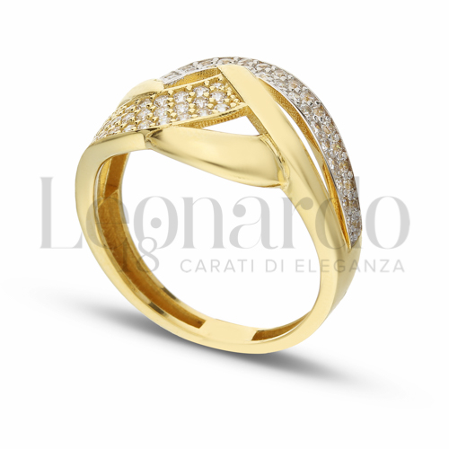 con Zircone bianco in Oro Giallo e Oro Bianco da 3,2gr.
