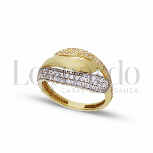 con Zircone bianco in Oro Giallo e Oro Bianco da 3,4gr.