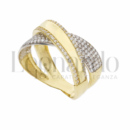 con Zircone bianco in Oro Giallo e Oro Bianco da 4,2gr.