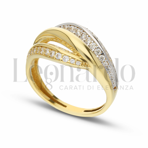 con Zircone bianco in Oro Giallo e Oro Bianco da 3,6gr.