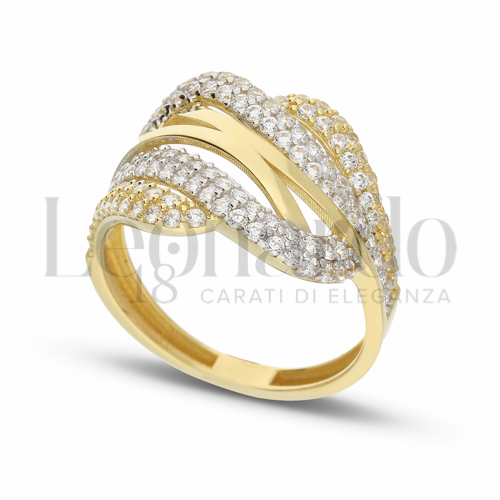 con Zircone bianco in Oro Giallo e Oro Bianco da 3,2gr.