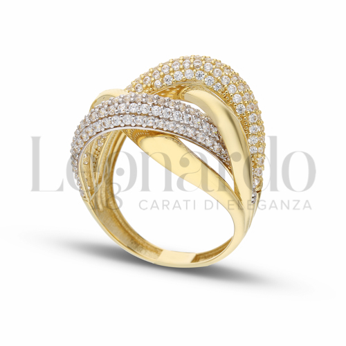 con Zircone bianco in Oro Giallo e Oro Bianco da 7gr.