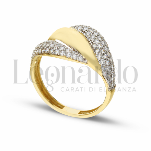 con Zircone bianco in Oro Giallo e Oro Bianco da 2,6gr.