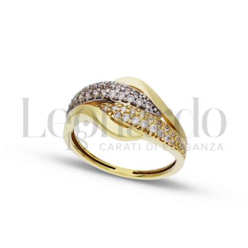 con Zircone bianco in Oro Giallo e Oro Bianco da 2,6gr.