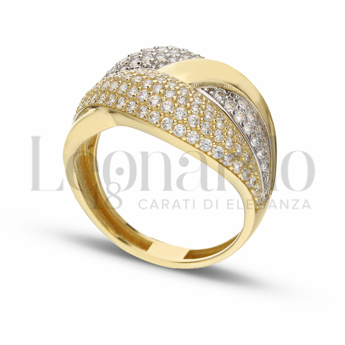 con Zircone bianco in Oro Giallo e Oro Bianco da 4,3gr.