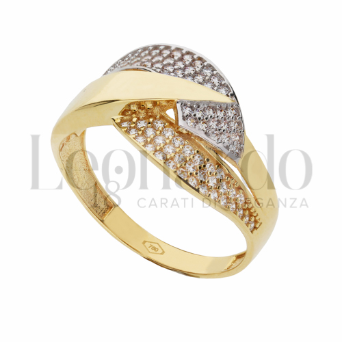 con Zircone bianco in Oro Giallo e Oro Bianco da 3,5gr.