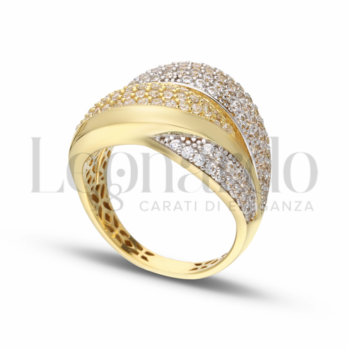 con Zircone bianco in Oro Giallo e Oro Bianco da 6,3gr.
