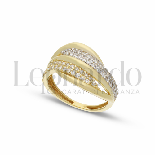 con Zircone bianco in Oro Giallo e Oro Bianco da 3,1gr.
