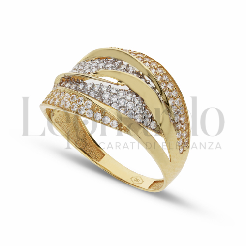 con Zircone bianco in Oro Giallo e Oro Bianco da 3,3gr.
