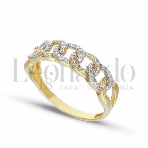 con Zircone bianco in Oro Giallo e Oro Bianco da 2,7gr.