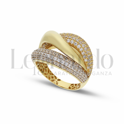 con Zircone bianco in Oro Giallo e Oro Bianco da 5,9gr.