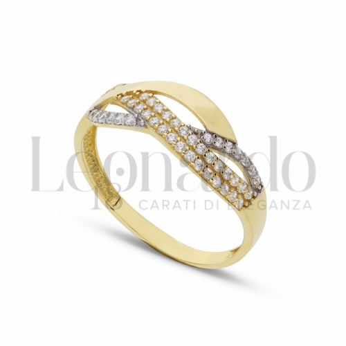 con Zircone bianco in Oro Giallo e Oro Bianco da 2,3gr.