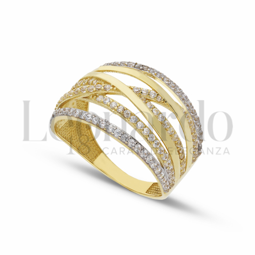 con Zircone bianco in Oro Giallo e Oro Bianco da 3,6gr.