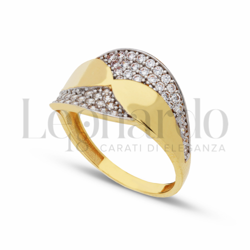 con Zircone bianco in Oro Giallo e Oro Bianco da 3,2gr.
