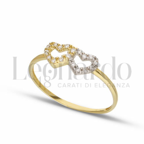 con Zircone bianco in Oro Giallo e Oro Bianco da 1gr.