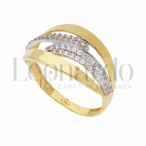 con Zircone bianco in Oro Giallo e Oro Bianco da 2,7gr.