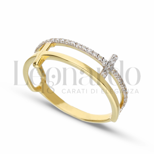 con Zircone bianco in Oro Giallo e Oro Bianco da 2gr.