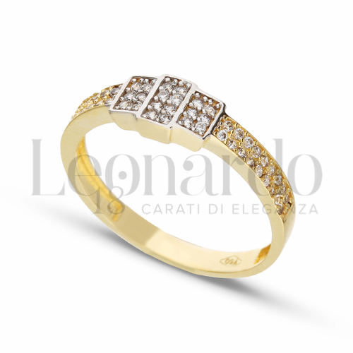 Anelli Anello A Fascia Zirconato Da Donna In Oro 18 Carati Misura - Foto 2