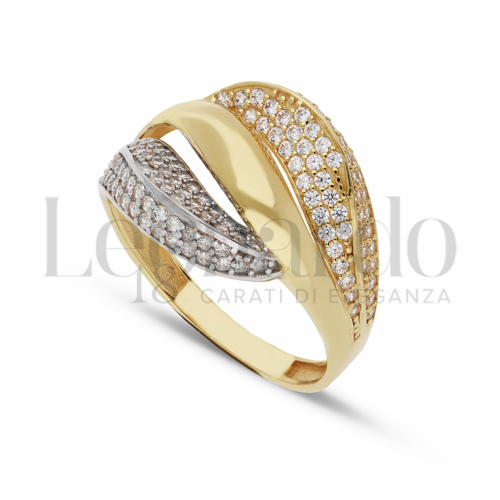 con Zircone bianco in Oro Giallo e Oro Bianco da 3,5gr.