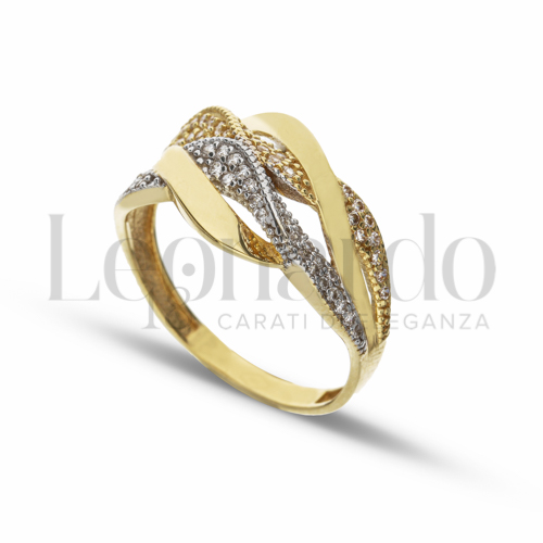 con Zircone bianco in Oro Giallo e Oro Bianco da 3,5gr.