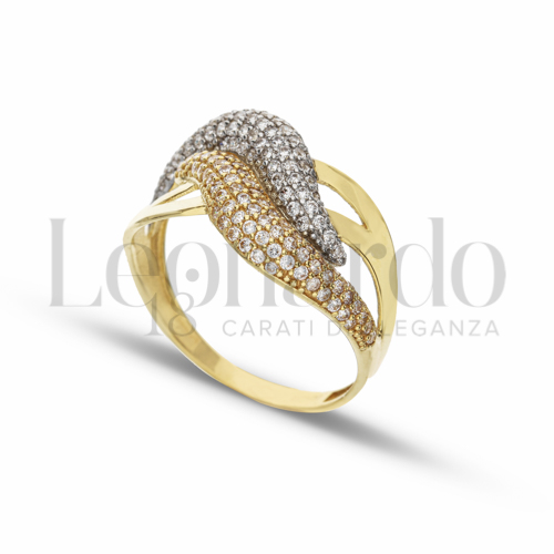 con Zircone bianco in Oro Giallo e Oro Bianco da 3,4gr.