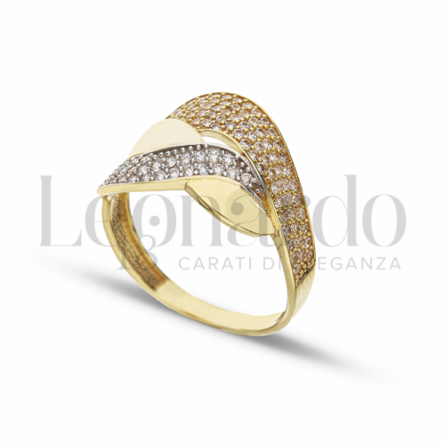 con Zircone bianco in Oro Giallo e Oro Bianco da 2,9gr.