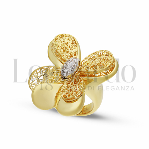 con Zircone bianco in Oro Giallo e Oro Bianco da 6,1gr.