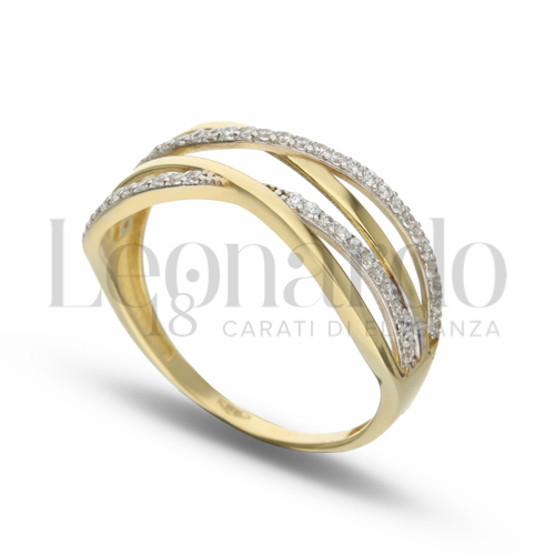 con Zircone bianco in Oro Giallo e Oro Bianco da 2,3gr.