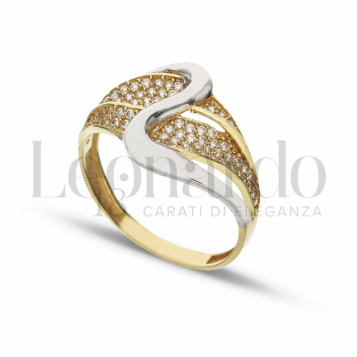 con Zircone bianco in Oro Giallo e Oro Bianco da 3,2gr.