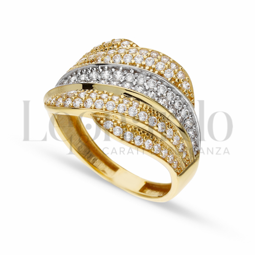 con Zircone bianco in Oro Giallo e Oro Bianco da 4gr.
