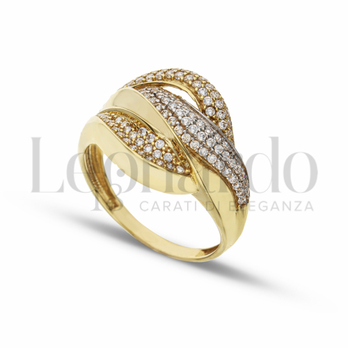 con Zircone bianco in Oro Giallo e Oro Bianco da 4,8gr.