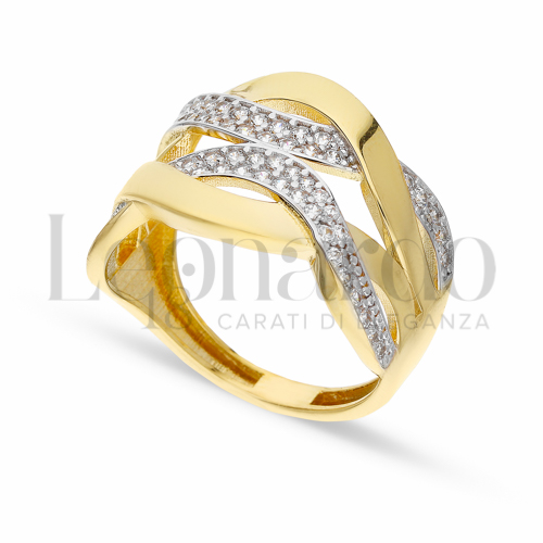 con Zircone bianco in Oro Giallo e Oro Bianco da 3,8gr.