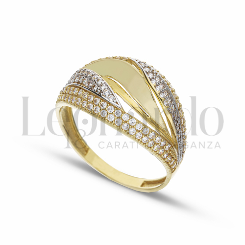 con Zircone bianco in Oro Giallo e Oro Bianco da 3,8gr.