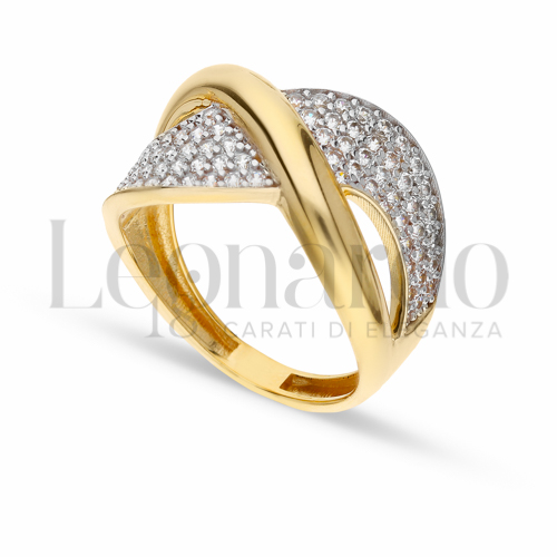 con Zircone bianco in Oro Giallo e Oro Bianco da 3,4gr.