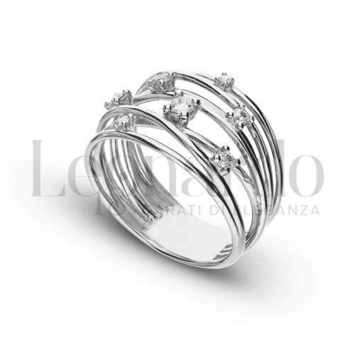 Modello 7 Fili con Zircone bianco in Oro Bianco da 6gr.